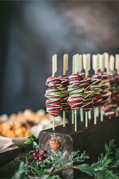 alenked ملاعق تنظيف الأسنان كوكتيل جولف مع مقبض من الخيزران 12 سم (50 قطعة)