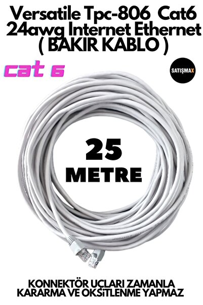 SatışMax 25 Metre Cat 6 Network Internet Ethernet Bilgisayar Kablosu Cat.6. 2...