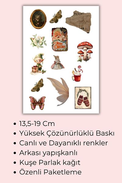 birikiyedi Merry Christmas Vintage Sticker Planner Agenda Bullet Journal Set