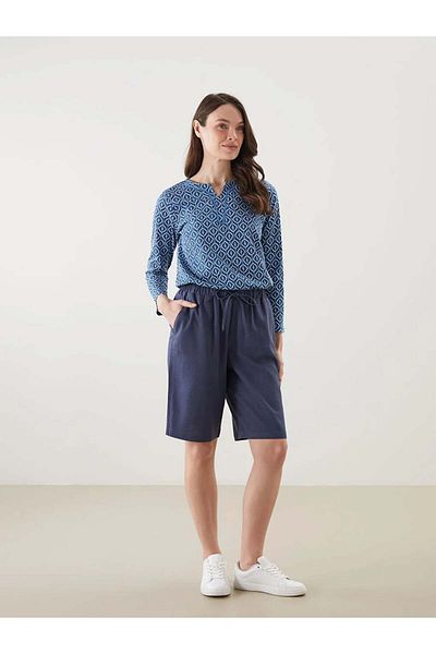 LC Waikiki Pantaloni scurți pentru femei LCW Grace Indigo cu talie elastică în amestec de in