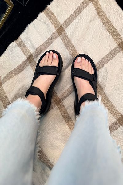 Nstil Sandale de damă N-step negru cu velcro talpă groasă Plajă Drumeții în aer liber Trekking 411