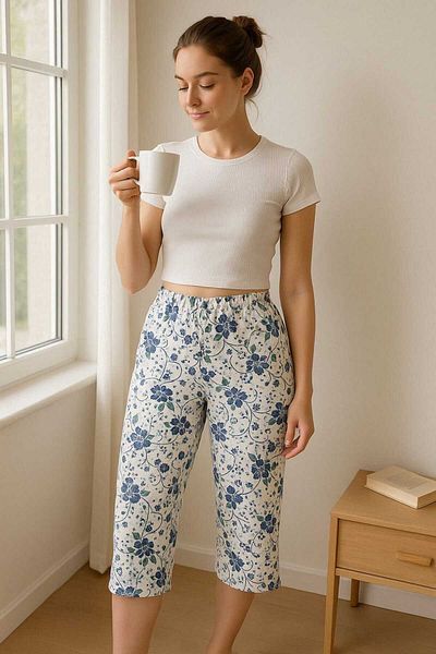 gigigiyim Floral Patterned Casual Women's Capri