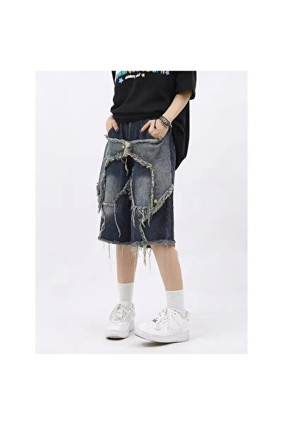 Gofeel Stars Patch Detaylı Kot Pantolon Erkek Şort