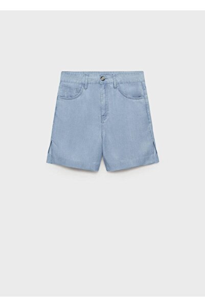 MANGO Woman Düz kesim lyocell bermuda şort