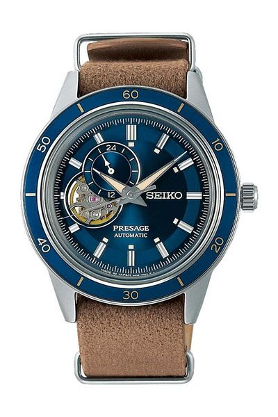 Seiko Presage Style 60s SSA453J1 Automatic Men's Watch Blue Open-Heart Dial