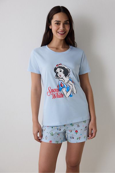 Penti Hellblaues Pyjama-Set mit geblümten Shorts