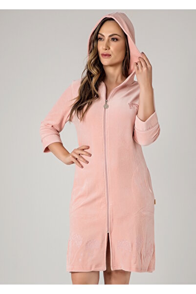 Nuşa Zippered Skirt Embroidered Bamboo Cotton Dressing Gown
