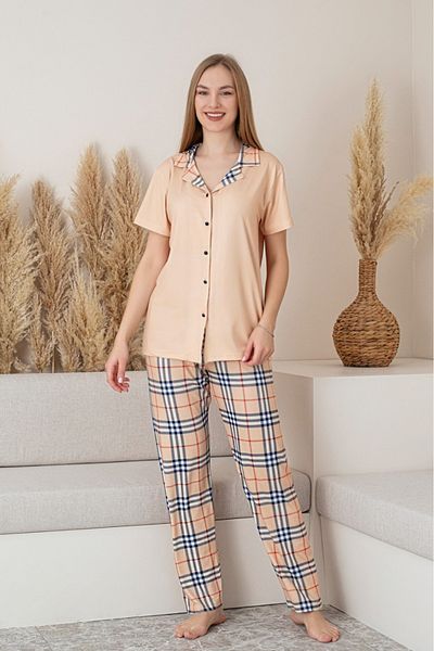 Farya Home Σετ πιτζάμες Dreamy Milan με κοντομάνικο καρό καρό πουκάμισο με κουμπιά