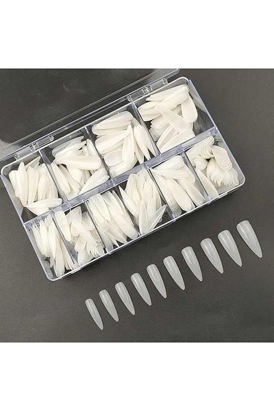 LA PERLA TECH Professional False Nails Tips Long Natural