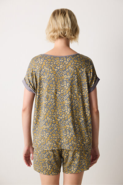 Penti Aging Colllagen Leopard Gray Shorts Pajama Set
