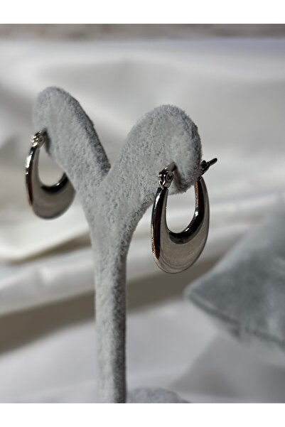 Uzak Işıklar Oval ince çelik silver küpe