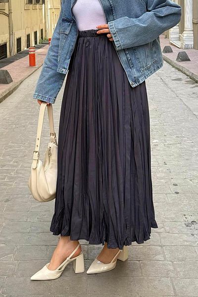 lamelif Lined Hijab Skirt - Anthracite