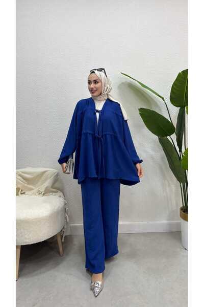 Bluezade Ayrobin bağcıklı ikili takım pantolon tesettür alt üst