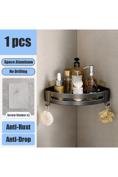 Choice رف حمام أسود B-1PC منظم تخزين للمطبخ مصنوع من سبائك الألومنيوم ورف شام...