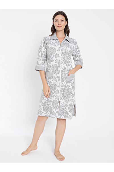 Nuşa انظر من خلال ثوب النوم القطني المصنوع من الخيزران والجاكار بسحاب