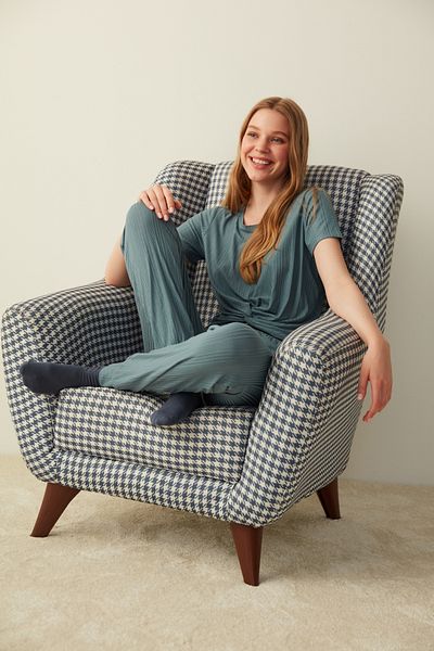 Penti Gather Detailed Short Sleeve T-Shirt Pajama Top