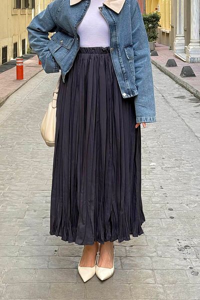 lamelif Lined Hijab Skirt - Anthracite