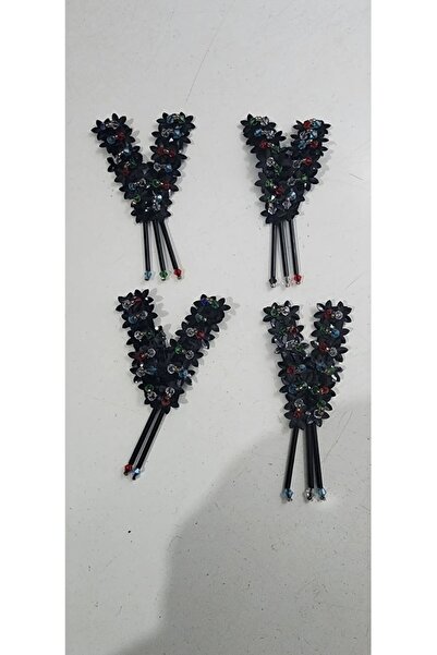 BERKE TUHAFIYE AKSESUAR 4 قطع حرف V عرض 4 سم طول 6 سم رقعة شعار مطرزة بالخرز ...