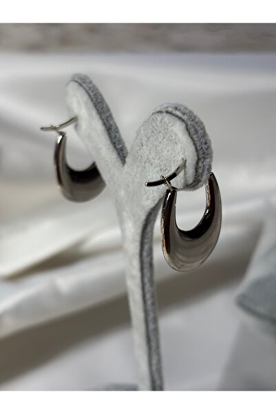 Uzak Işıklar Oval ince çelik silver küpe