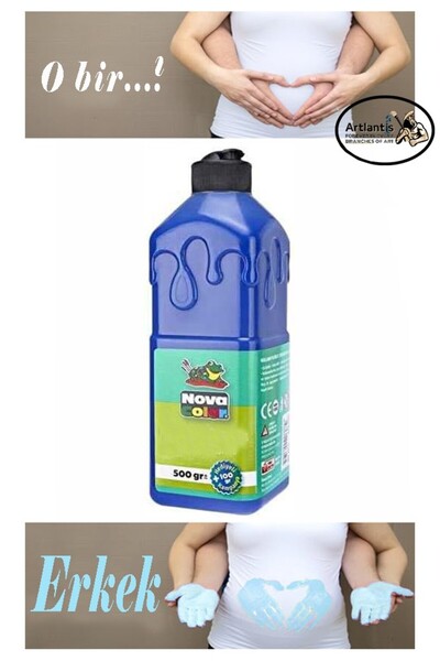 Artlantis Mavi Cinsiyet Belirleme Parmak Boyası 1 Adet 500 ml Kız Cinsiyet Aç...