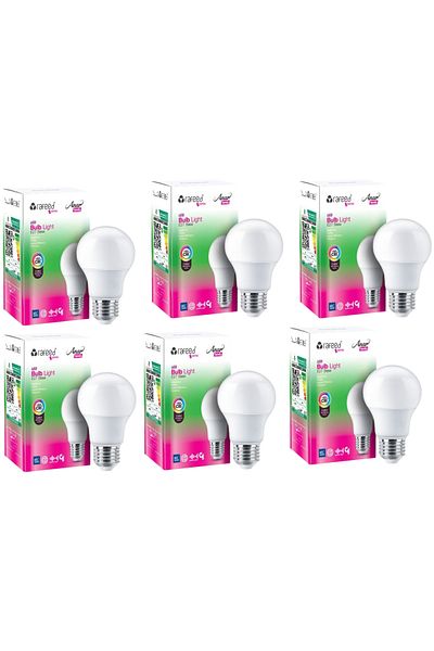 RAFEED 6pcs Led E27 9watts 6000k, White Light, Bulb