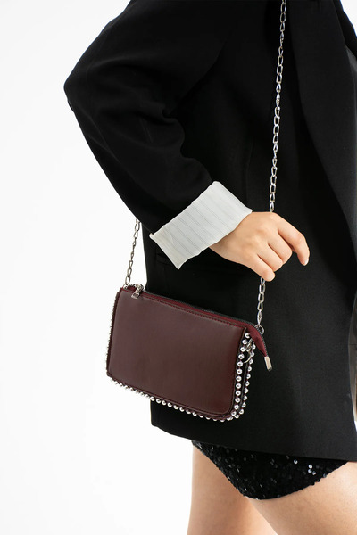 themoiss Boncuklu Kadın Çanta,Küçük Boy Zincir Çapraz Askılı Kadın Kol Omuz Çantası