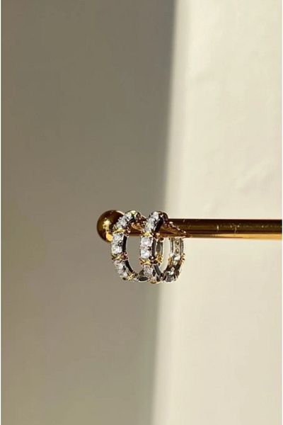 Ervalina Women's Xoxo Model Steel Zircon Hoop Earrings