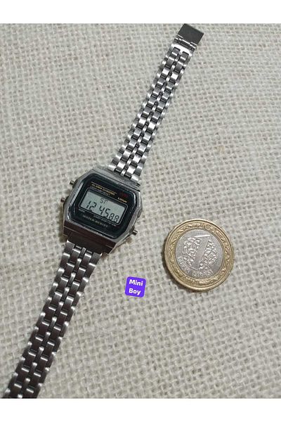 Brality Unisex Digital Silver Color Retro Wristwatch - Metal Cord - with Alarm - Light (Mini Size) 0016