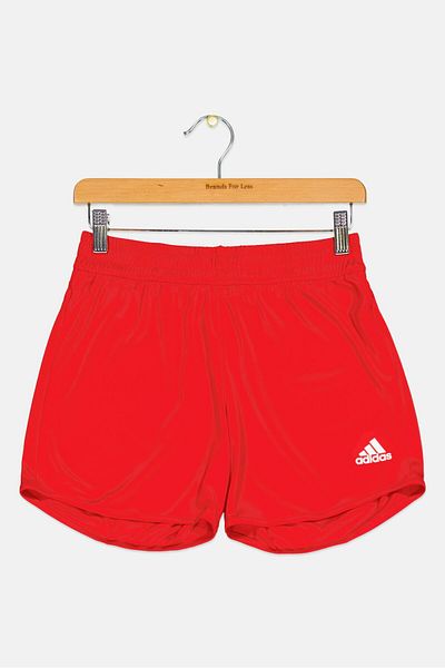 adidas Kids Girl Brand Logo Drawstring Outdoor Shorts, Red