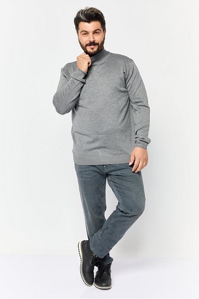 Sorbino Men High Neck Knitted Sweater, Grey