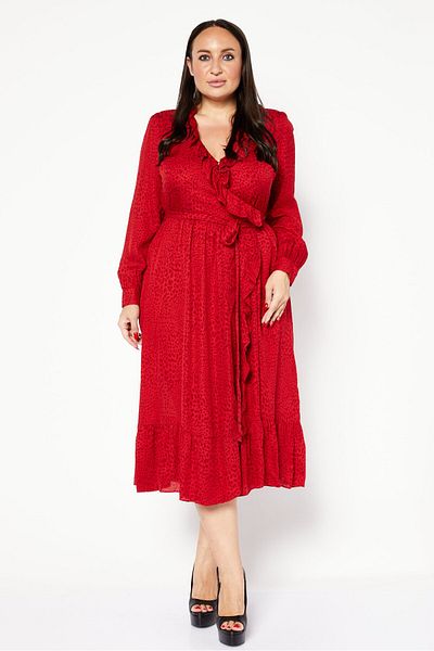 Michael Kors Women Allover Print Belted Wrap Dress, Maroon