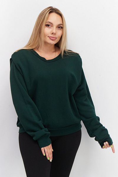 Lna Women Round Neck Plain Sweatshirt, Green