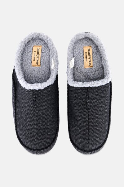 Deer Stags Men Medium Homewear Slippers, Charcoal