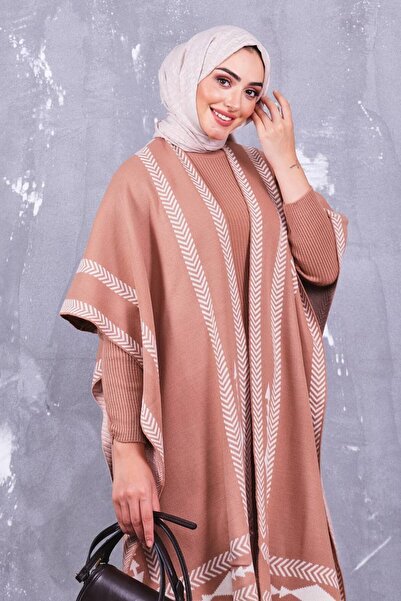 FEHAL GİYİM Triko Fabric Poncho Blouse Pantalon 3 Piece Set