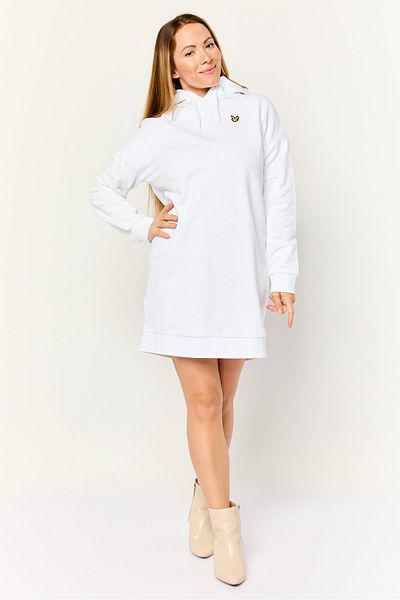 Lyle & Scott Women Embroidered Logo Hooded Mini Dress, White