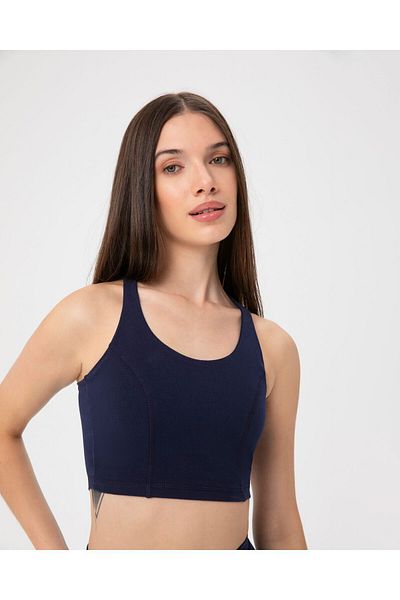 Ayma Active Navy Blue Active Organic Cotton Swimmer - Bra with Chest Pad