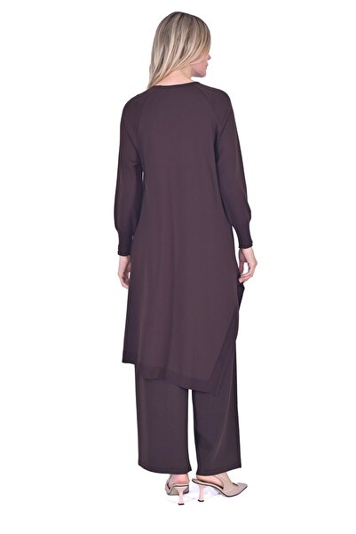 Invee 6001 Yanı Yırtmaçlı Kahve Tunik