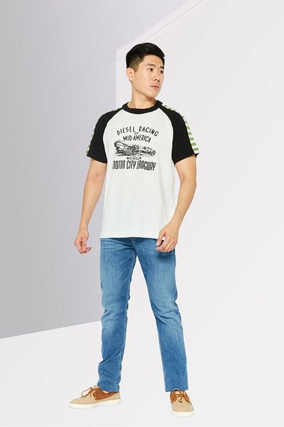 Diesel Men Crew Neck Short Sleeve Brand Logo T-shirt, White
