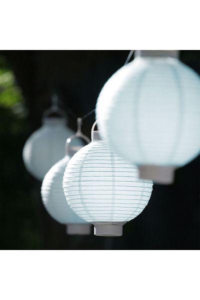 Relaxdays Set 10 Lanterne de gradina, Relaxdays, lumina LED, plastic si textil, alb