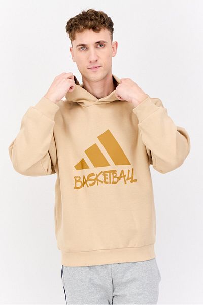 adidas Men Sportswear Fit Long Sleeves Basketball Legends Hoodie, Beige