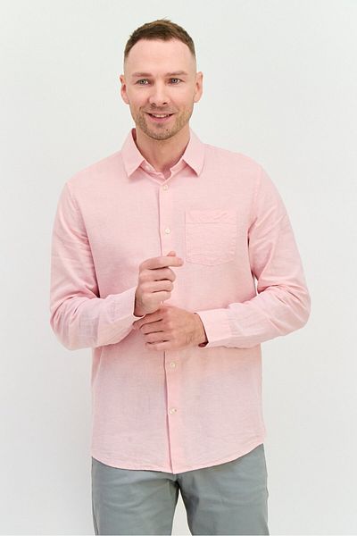 GAP Men Regular Fit Chambray Pattern Long Sleeve Casual Shirts, Light Pink