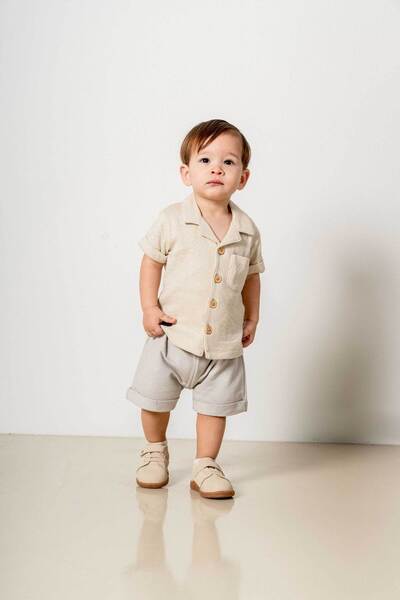 bombe Baby Boy Child természetes pamut 2 részes szett First I'm Trend Fashion alsó felső szett