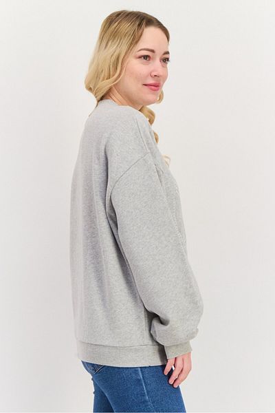 Pepe Jeans Women Crew Neck Long Sleeve Embroidered Logo Sweatshirt, Grey