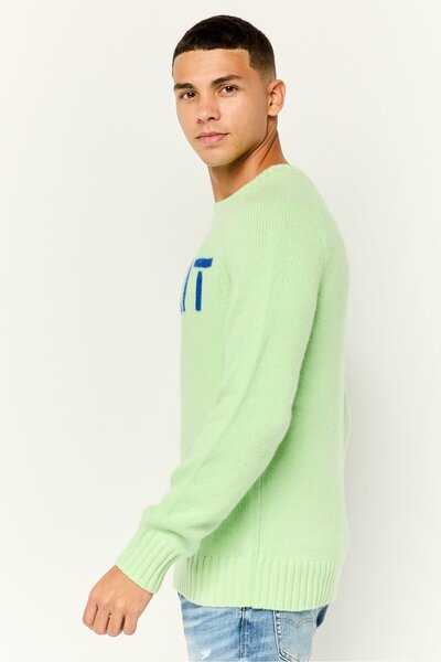 Esprit Men Ribbed Collar Long Sleeves Knitted Sweaters, Green
