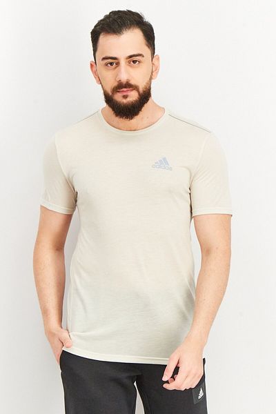 adidas Men Sportswear Fit Brand Logo Short Sleeve T-Shirt, Beige