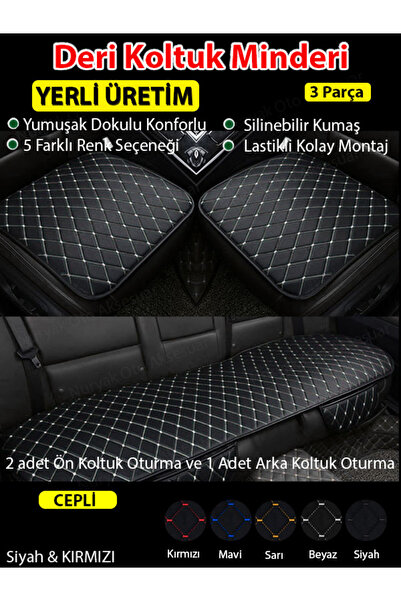 Nuryak Oto Aksesuar طقم وسادة مقعد السيارة الأمامية والخلفية 3 قطع جلد مبطن