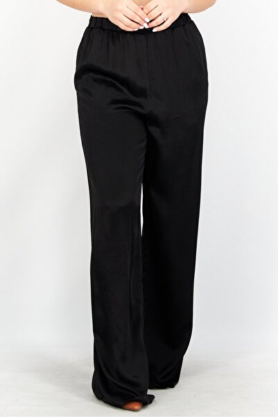 NA-KD Women Straight Fit Plain Satin Pants, Black