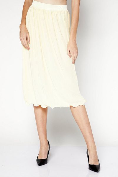 NA-KD Women Textured Casual Midi Skirts, Yellow