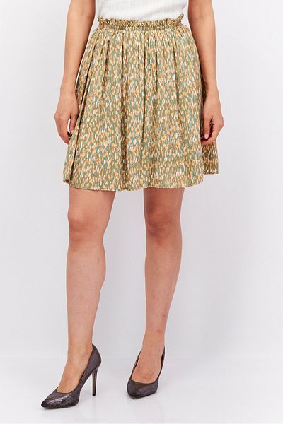 Esprit Women Allover Print Pull-on Mini Skirt, Orange Combo