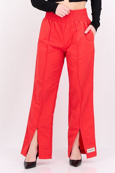 The Giving Movement Women Regular Fit Brand Logo Wide Leg Pants, Red